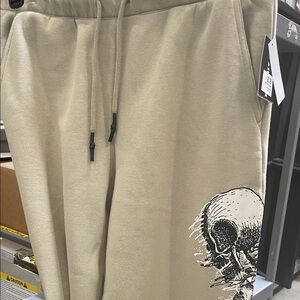 Airwalk Tan Sweatpants with Skull Design